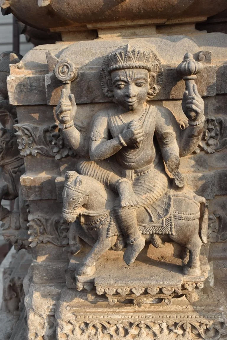 Kalki on a horse, karna, lower register, South wall